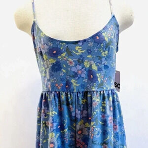 NWT SO GOODS FOR LIFE Juniors Sleeveless Neck Floral Blue Romper Dress Size XL